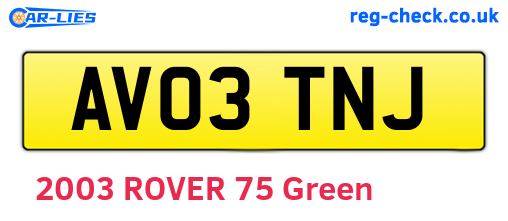 AV03TNJ are the vehicle registration plates.
