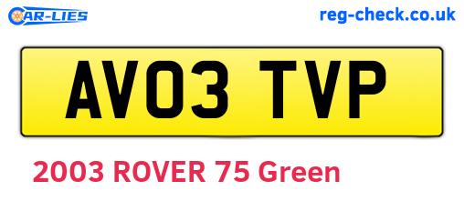 AV03TVP are the vehicle registration plates.