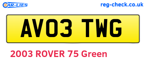 AV03TWG are the vehicle registration plates.