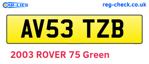 AV53TZB are the vehicle registration plates.