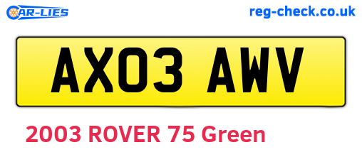 AX03AWV are the vehicle registration plates.