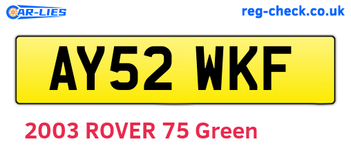 AY52WKF are the vehicle registration plates.
