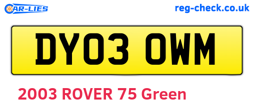 DY03OWM are the vehicle registration plates.