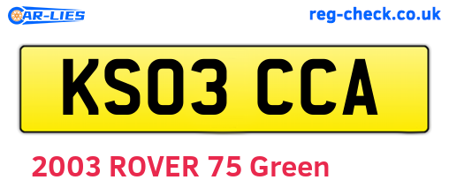 KS03CCA are the vehicle registration plates.