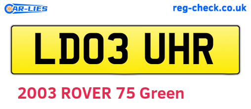LD03UHR are the vehicle registration plates.
