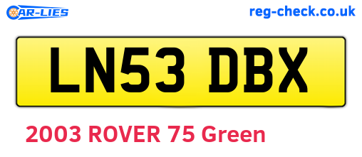LN53DBX are the vehicle registration plates.