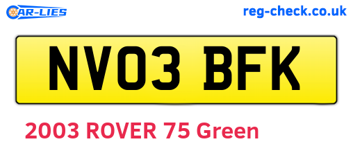 NV03BFK are the vehicle registration plates.
