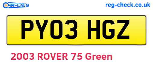PY03HGZ are the vehicle registration plates.