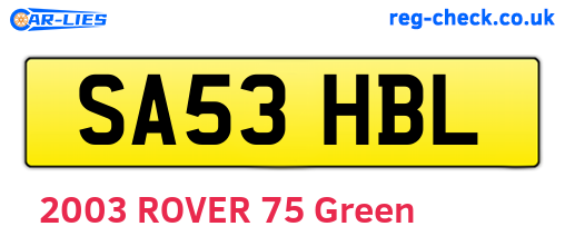 SA53HBL are the vehicle registration plates.