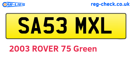 SA53MXL are the vehicle registration plates.