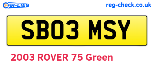 SB03MSY are the vehicle registration plates.