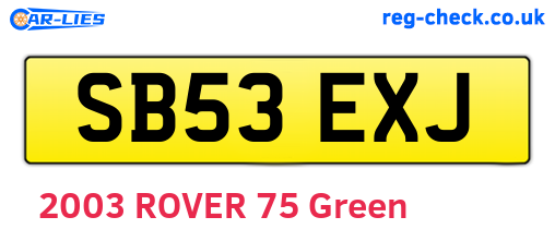 SB53EXJ are the vehicle registration plates.