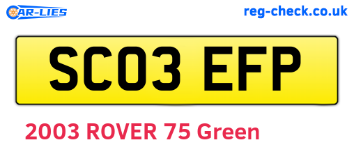 SC03EFP are the vehicle registration plates.