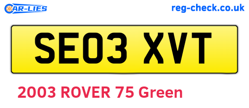 SE03XVT are the vehicle registration plates.