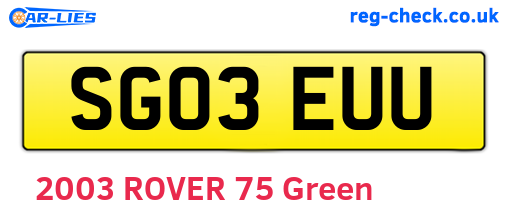 SG03EUU are the vehicle registration plates.