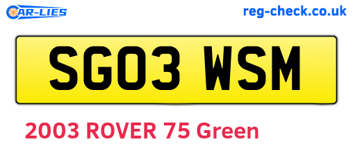 SG03WSM are the vehicle registration plates.