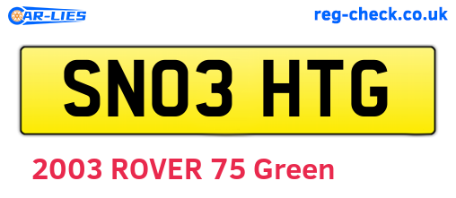 SN03HTG are the vehicle registration plates.