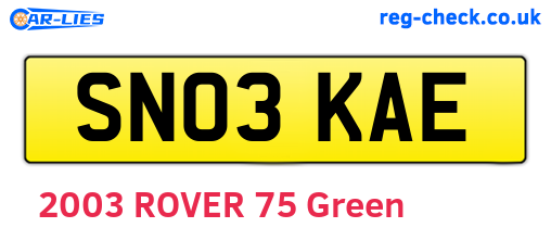 SN03KAE are the vehicle registration plates.