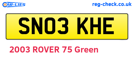 SN03KHE are the vehicle registration plates.