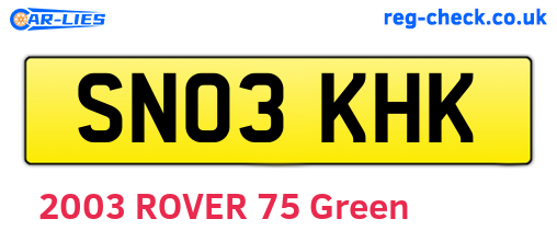 SN03KHK are the vehicle registration plates.