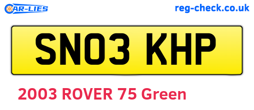 SN03KHP are the vehicle registration plates.