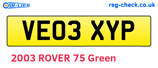 VE03XYP are the vehicle registration plates.