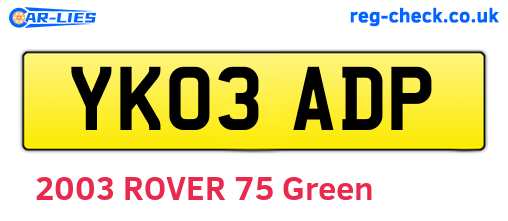 YK03ADP are the vehicle registration plates.
