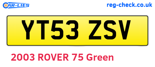 YT53ZSV are the vehicle registration plates.