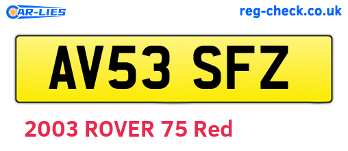 AV53SFZ are the vehicle registration plates.