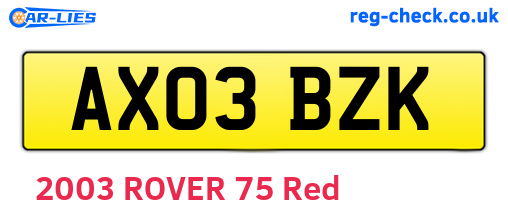 AX03BZK are the vehicle registration plates.