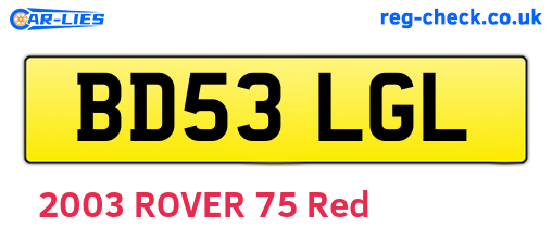 BD53LGL are the vehicle registration plates.