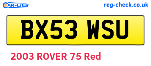 BX53WSU are the vehicle registration plates.
