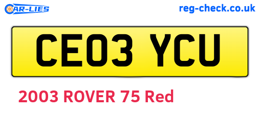 CE03YCU are the vehicle registration plates.
