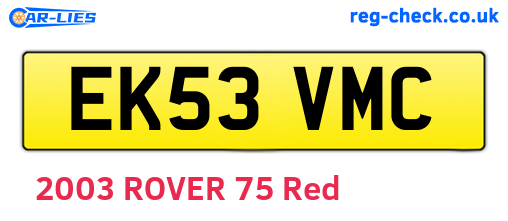 EK53VMC are the vehicle registration plates.