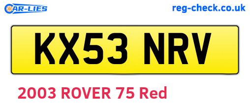 KX53NRV are the vehicle registration plates.