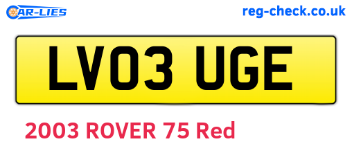 LV03UGE are the vehicle registration plates.