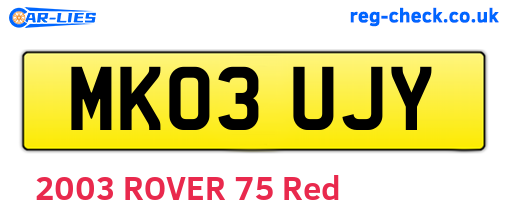 MK03UJY are the vehicle registration plates.