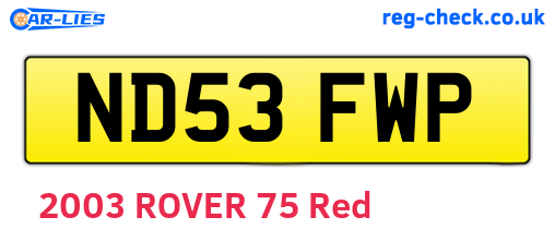 ND53FWP are the vehicle registration plates.