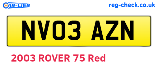 NV03AZN are the vehicle registration plates.