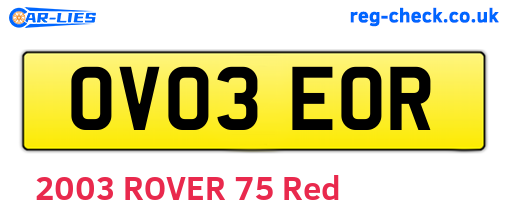 OV03EOR are the vehicle registration plates.