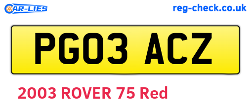 PG03ACZ are the vehicle registration plates.