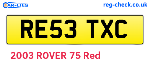 RE53TXC are the vehicle registration plates.