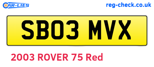 SB03MVX are the vehicle registration plates.