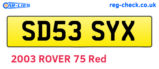 SD53SYX are the vehicle registration plates.
