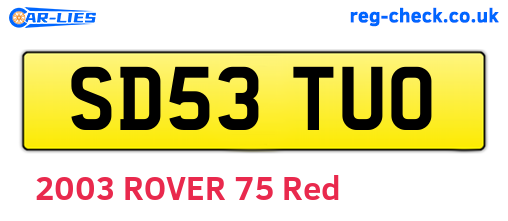 SD53TUO are the vehicle registration plates.