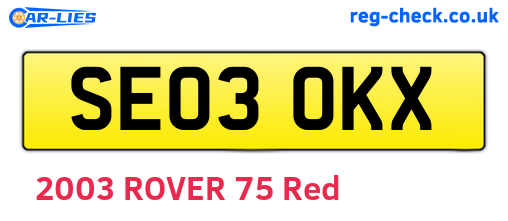 SE03OKX are the vehicle registration plates.