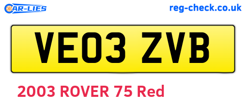 VE03ZVB are the vehicle registration plates.