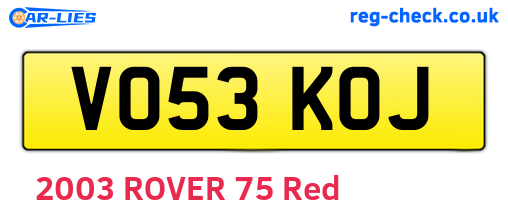 VO53KOJ are the vehicle registration plates.
