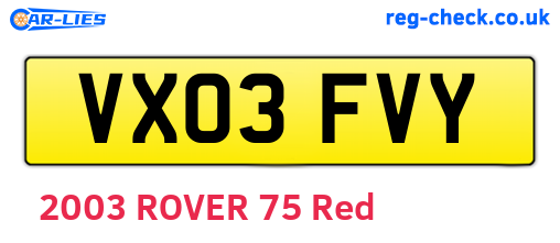 VX03FVY are the vehicle registration plates.