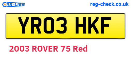 YR03HKF are the vehicle registration plates.